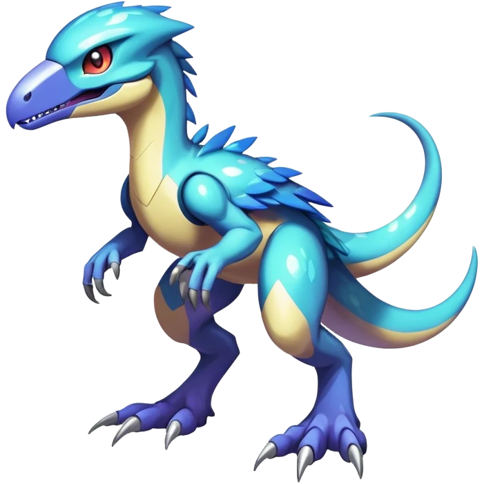 Shiny Sparkly Nebula Futuristic Fakemon-Pokemon-Digimon-Spectrobes-Raptor-fusion, full body emoji