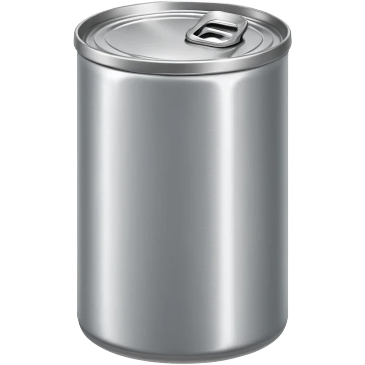 soup can, closed, metallic, warm minimalist label, no text, metal lid with pull-tab, simple icon optional, 3D clean style, transparent background, optimized for emoji size emoji