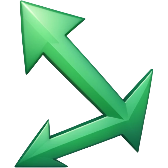 a thick glossy green arrow pointing sharply upward, with a smooth beveled surface and soft gradient shading emoji