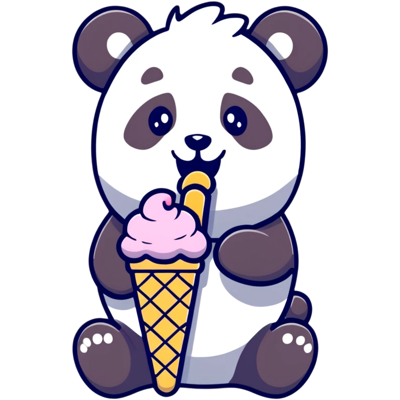 Panda eating ice cream emoji