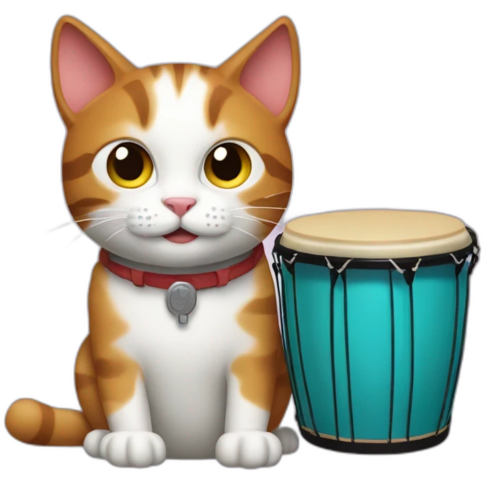 Cat with bongo emoji