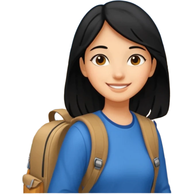 walk black long hair girl at university  emoji