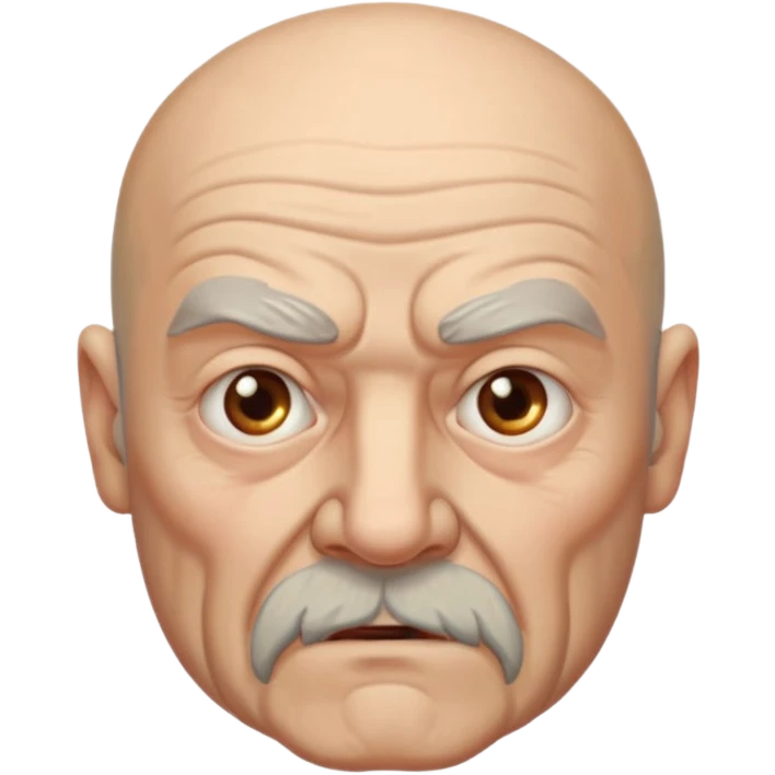 portrait of aggressive elderly man, bald head, beard emoji