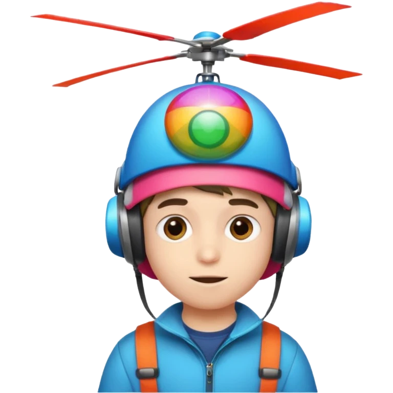 Boy wear colorful Spinning Helicopter hat emoji