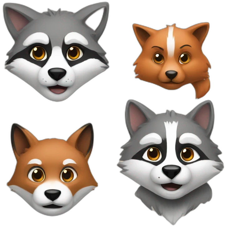 1 fox with 1 raccoon emoji