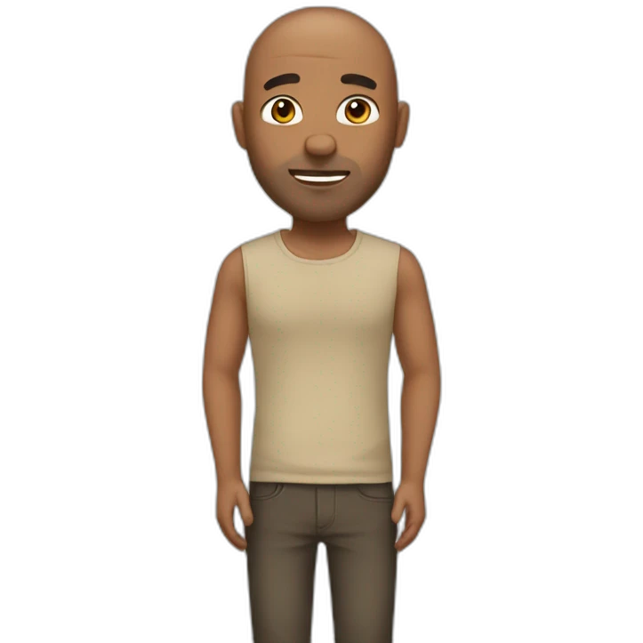 no hair man with bear emoji