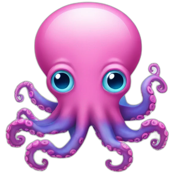 Pink and blue octopus with question mark emoji