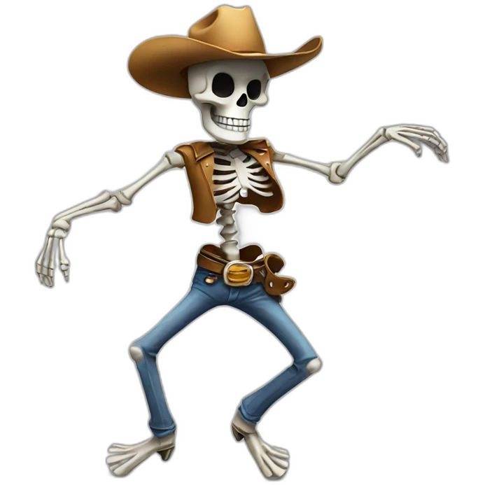 dancing skeleton with a cowboy hat emoji