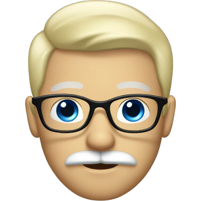 Blond, moustache, eyeglasses and blue eyes emoji