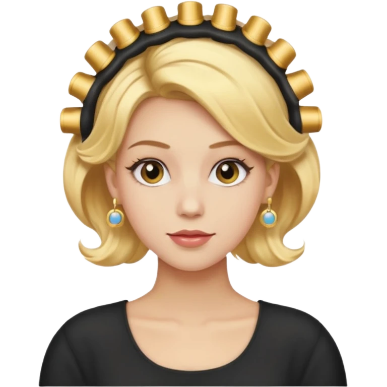 hair with golden hair rollers emoji
