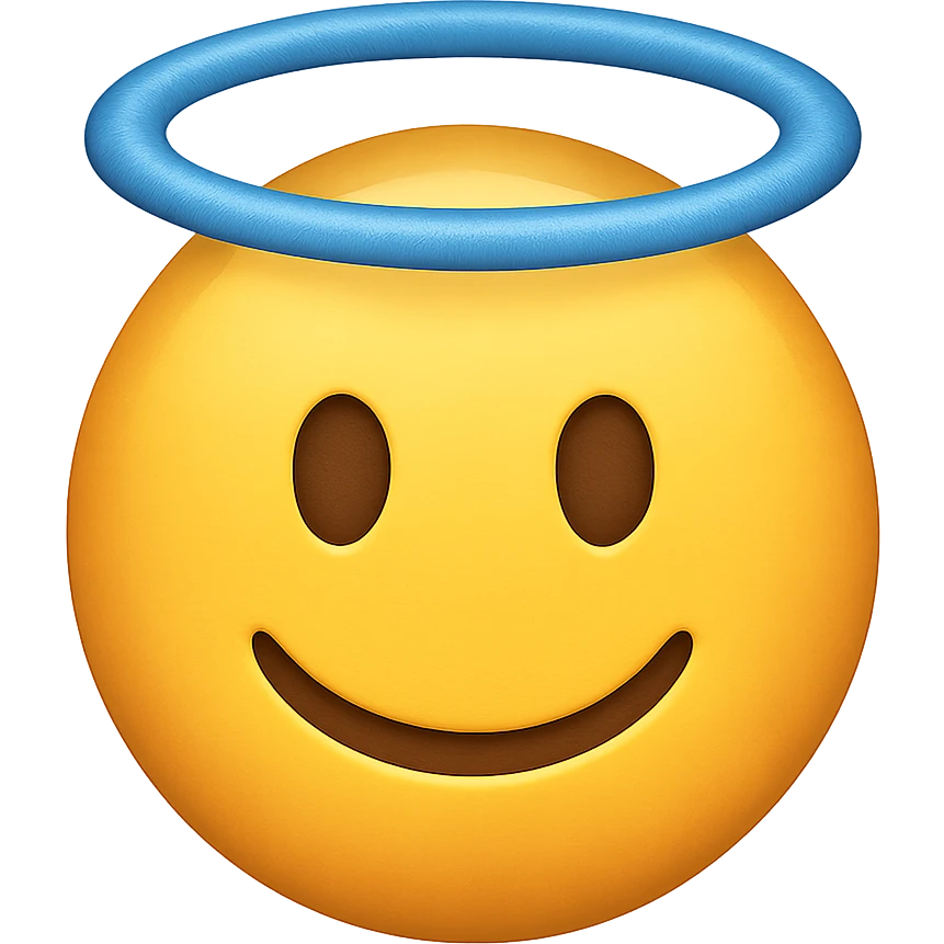 yellow face with halo emoji, digital illustration emoji