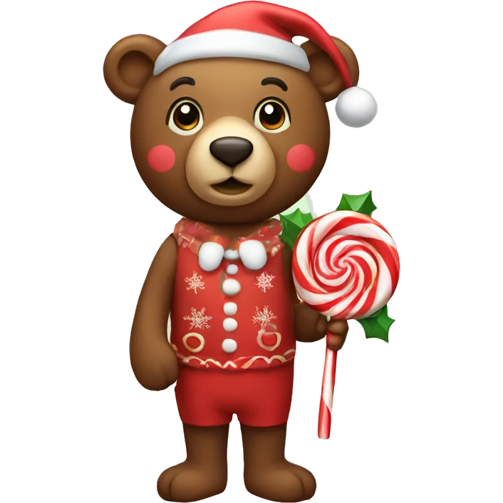 Christmas bear with lollipop  emoji