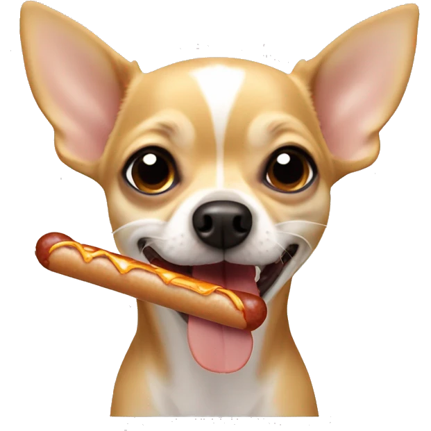 Chihuahua eating a sausage ￼ emoji