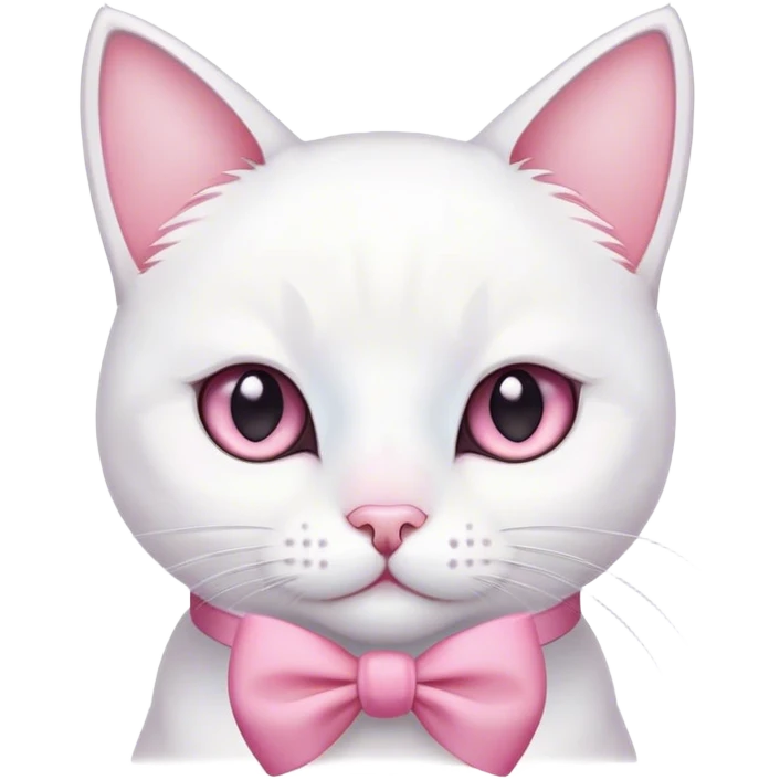 Cute white cat with pink bow emoji