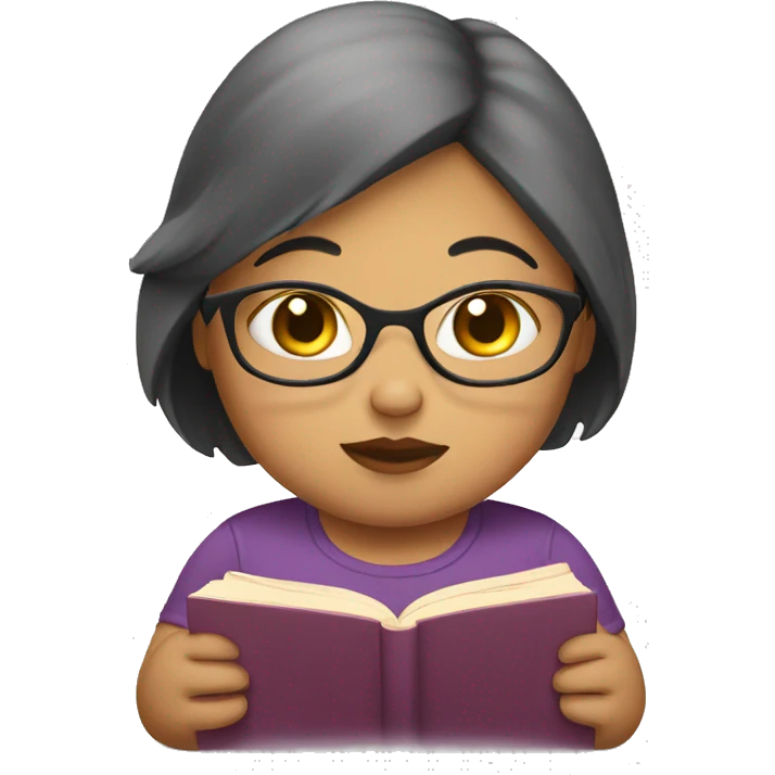 Chubby girl reading emoji