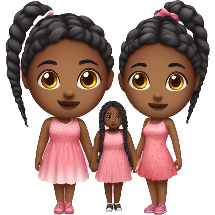 Black girl with braids, chubby and with a pink strawberry dress very cute  emoji
