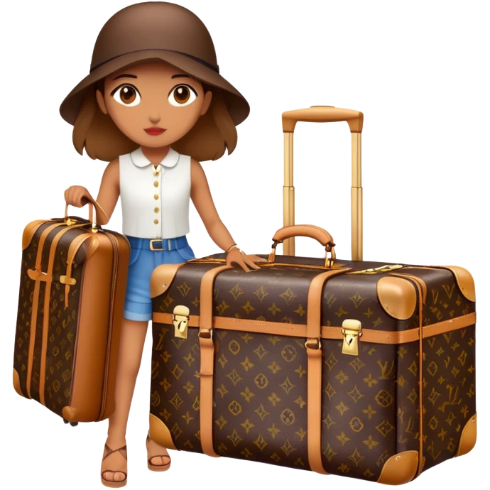 travel girl with louis vuitton luggage  emoji