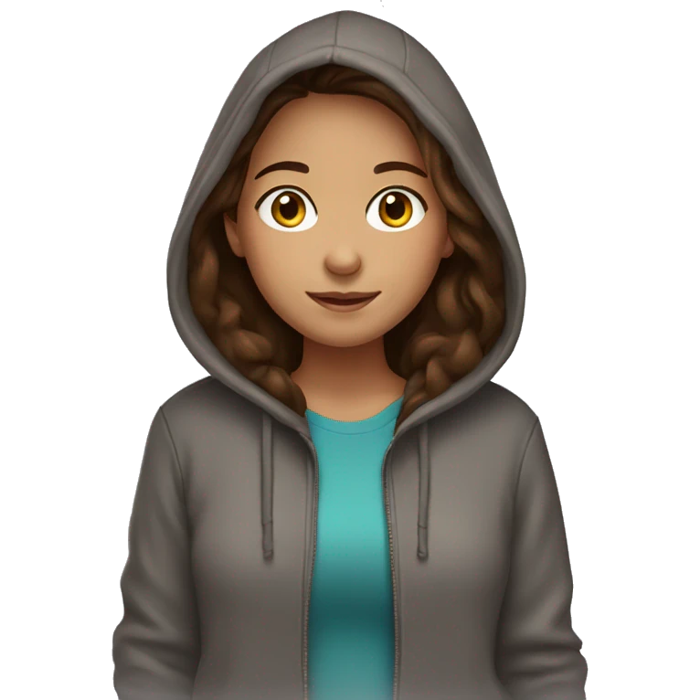 brown hair girl wears hoodie emoji