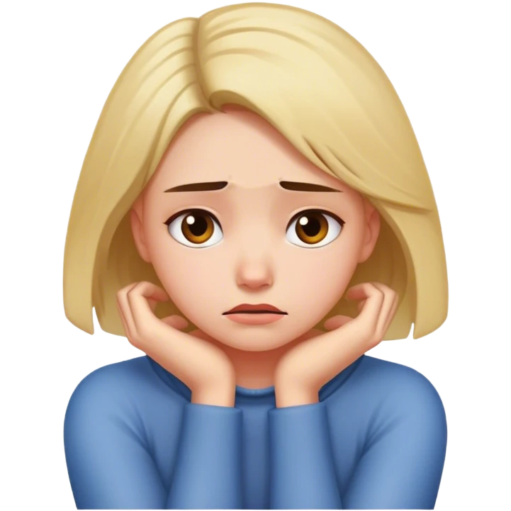 girl with her arms around her own neck upset
 emoji