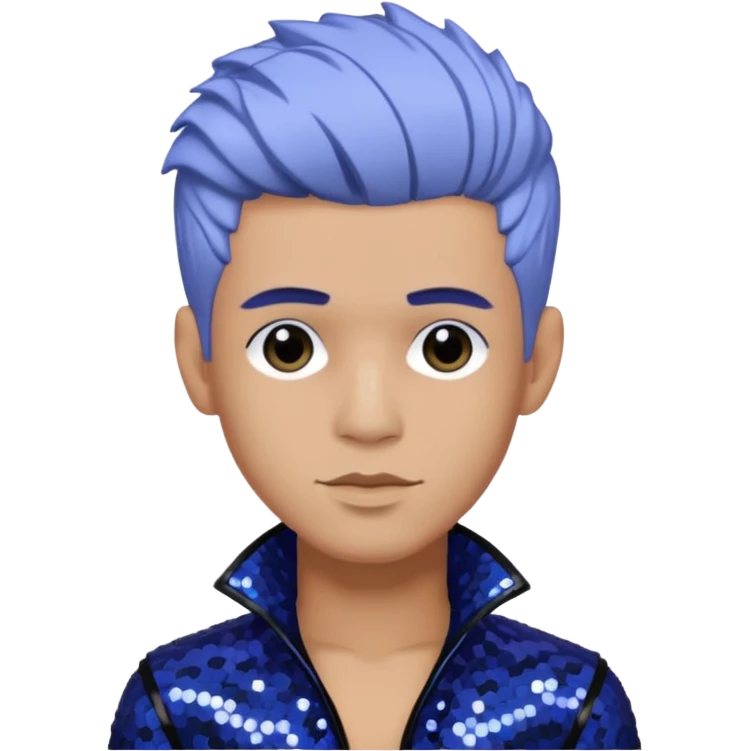 Rauw Alejandro, Puerto Rican Singer with periwinkle hair, black sequin outfit emoji