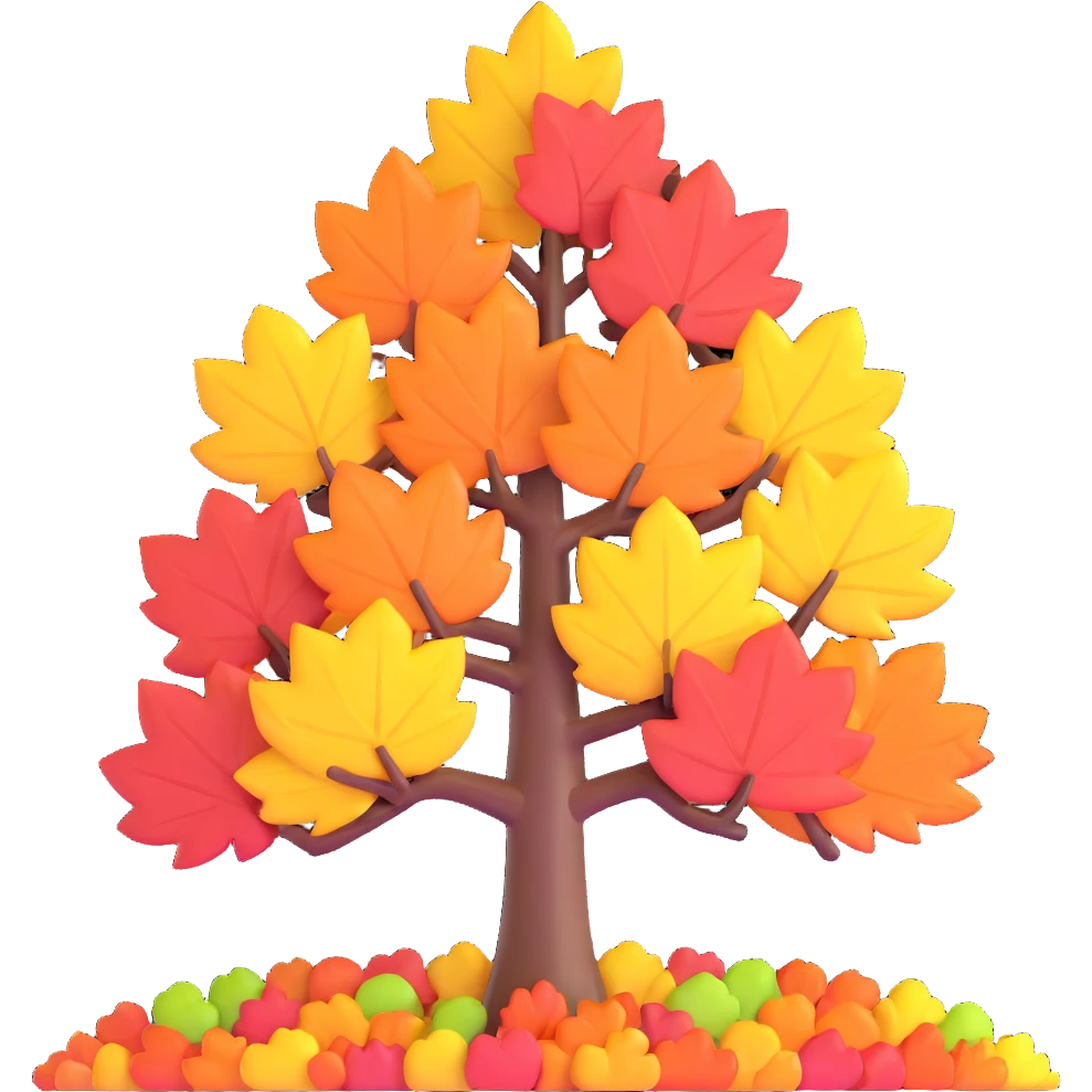 tree in the fall with colorful autumn leaves emoji