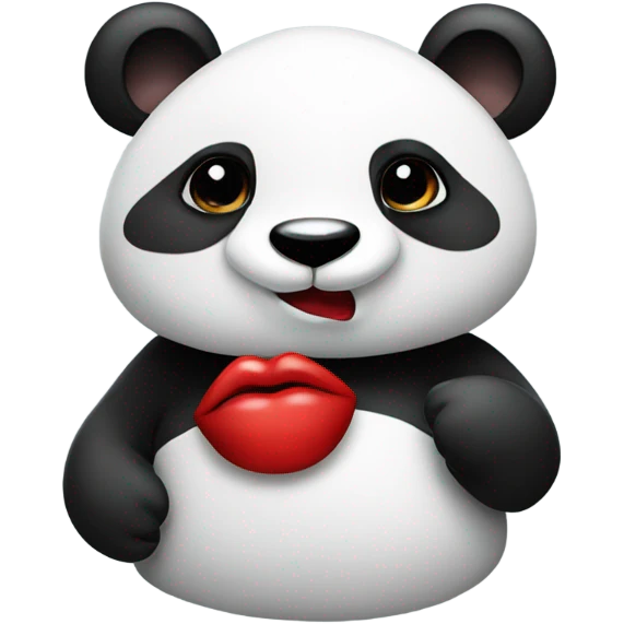 Panda with red lipstick kiss on cheek  emoji
