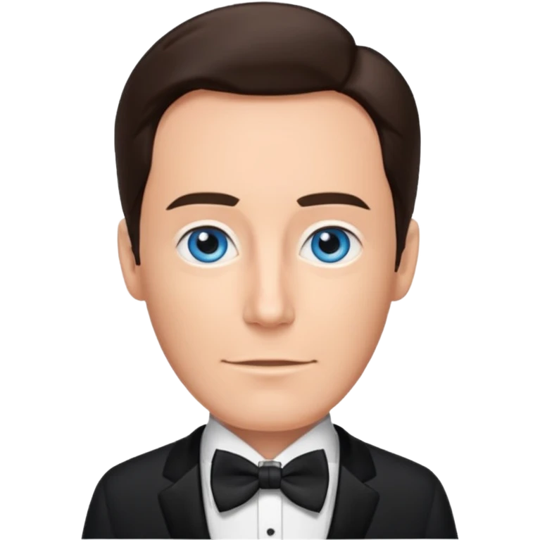 Andy Williams with blue eyes, black suit with bow tie emoji