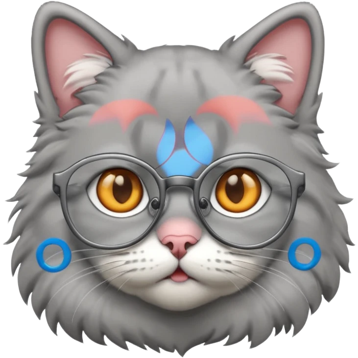 grey cat with glasses emoji