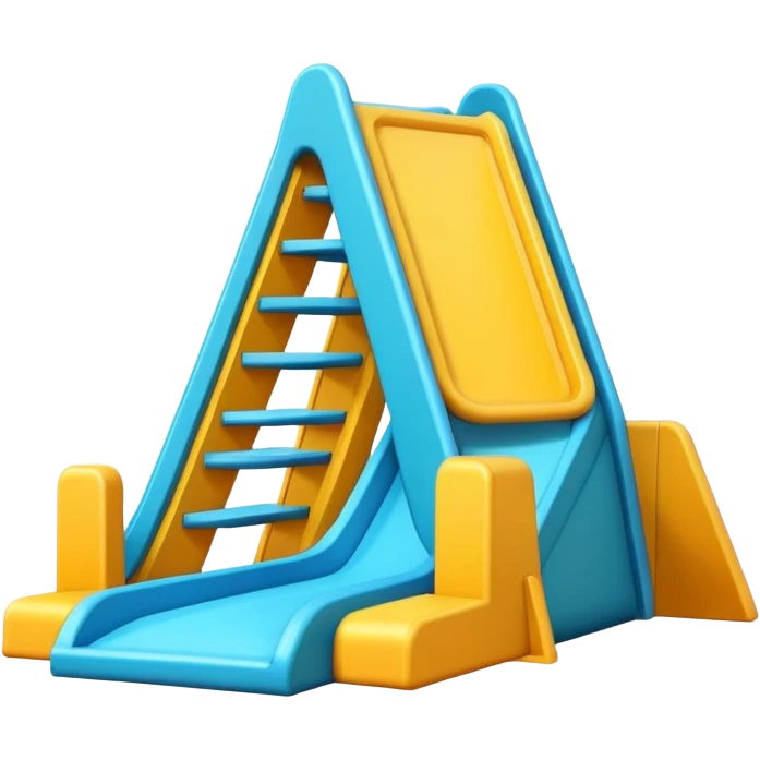 Design a trapezoid-shaped slide with adjustable settings for base width and target height, featuring multiple levels. Please present it in a cartoon style. emoji