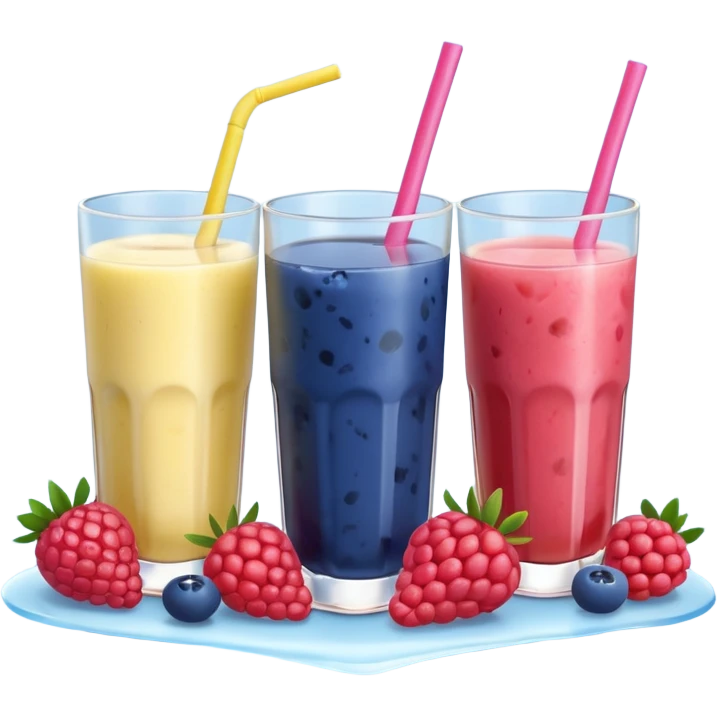 Juice contains: Strawberry Yoghurt, Blueberries, Apple Juice, Raspberries, Banana & Ice. In 3D. Aesthetic emoji