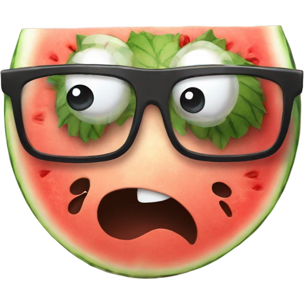 Confused watermelon with glasses  emoji