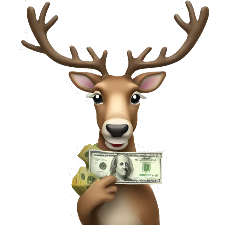 Reindeer holding money  emoji