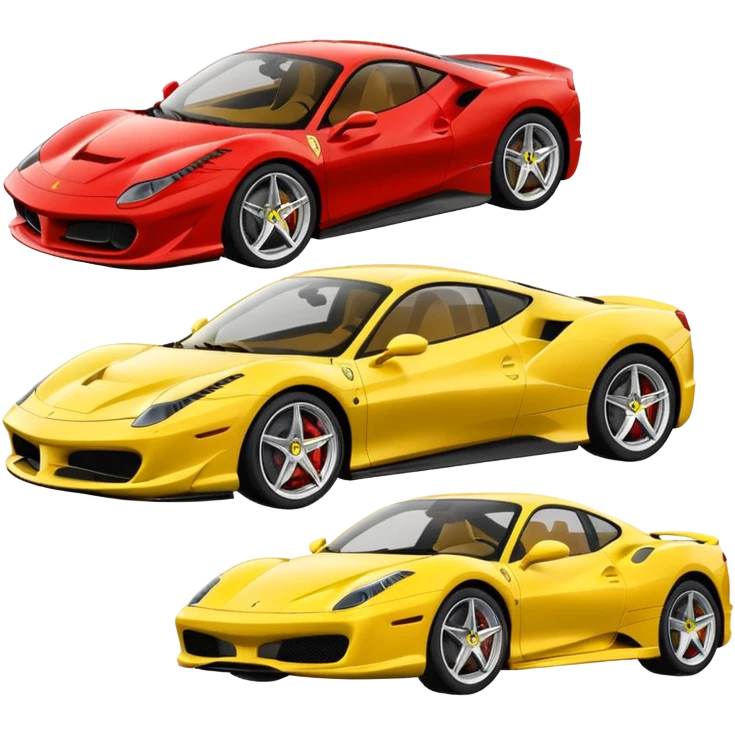 group of 4 sport cars, Ferrari brand, emoji style emoji