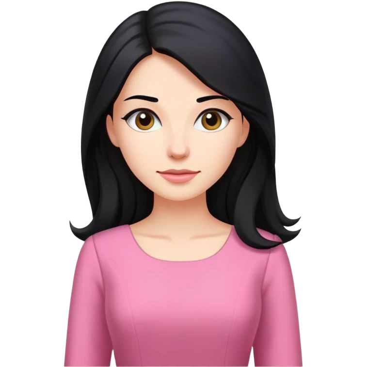 Business dress pink woman caucasian long black hair girl emoji