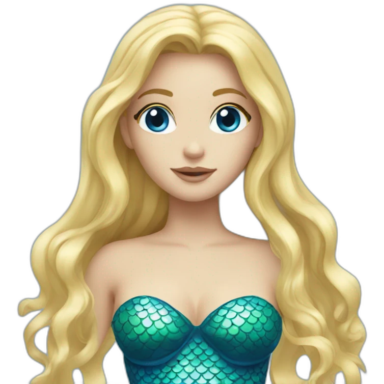 Mermaid with long blonde hair and blue eyes emoji