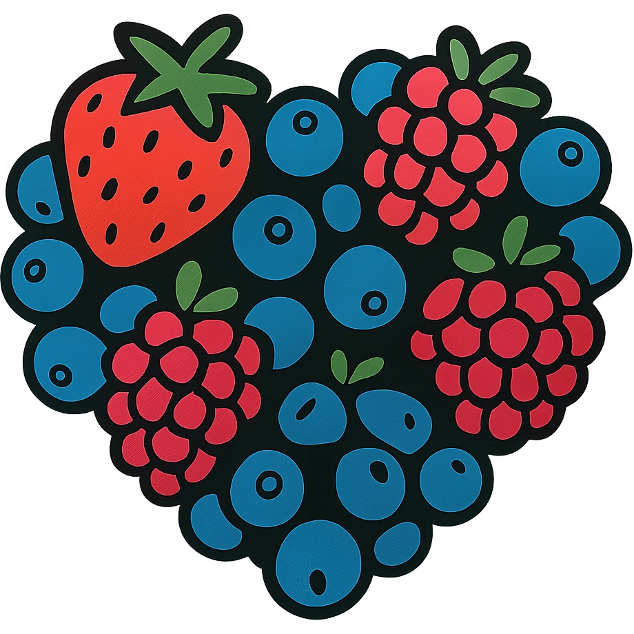 heart shape made out of berries emoji