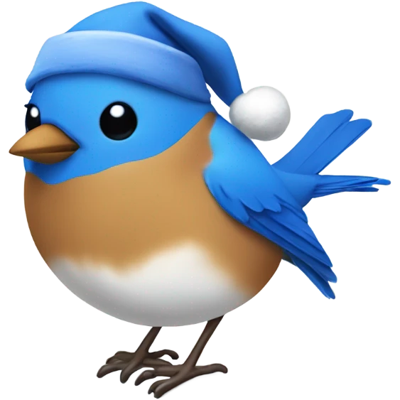 A bluebird wearing a Santa hat  emoji