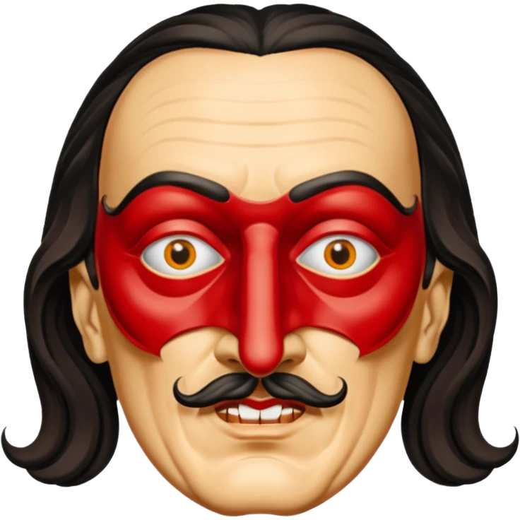 Faites-moi un masque de Salvador Dali d'une manière réaliste, la même série que La Casa de Bapel, et faites-le paraître comme s'il portait du rouge Sans lunettes emoji