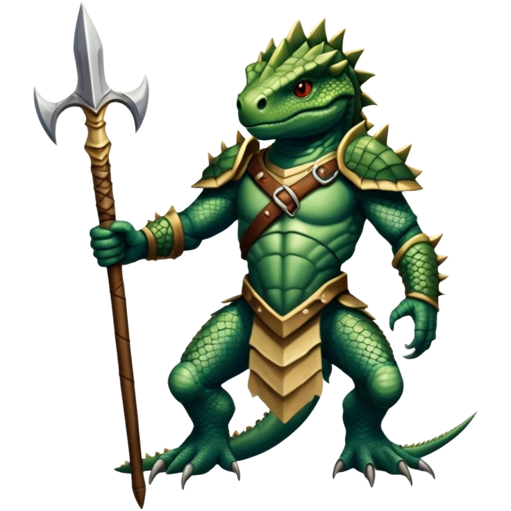 reptilian humanoid troglodyte warrior with spear from Heroes of Might and Magic 3 emoji