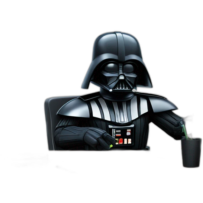 Darth Vader writing code at the computer emoji