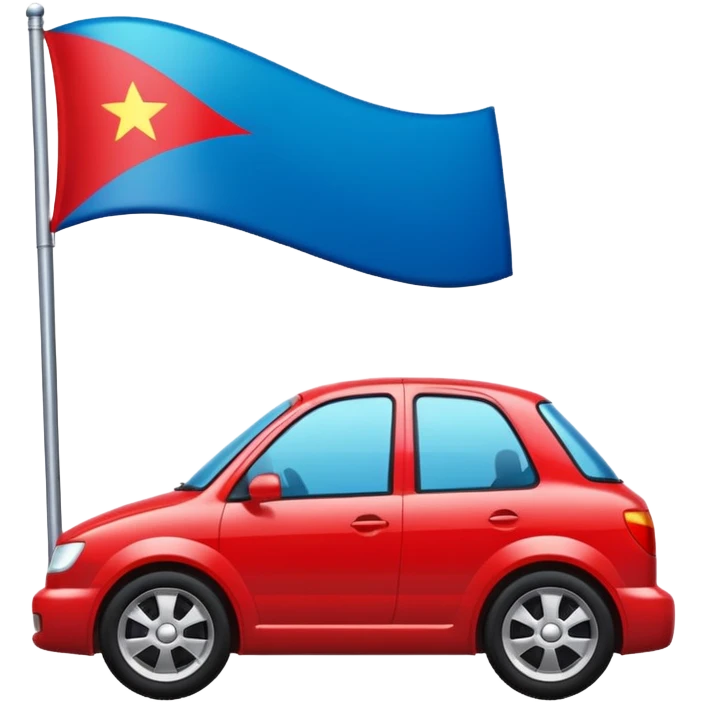 bandera mitad superior, azul y mitad inferior verde con una rueda de carruaje roja en el centro emoji