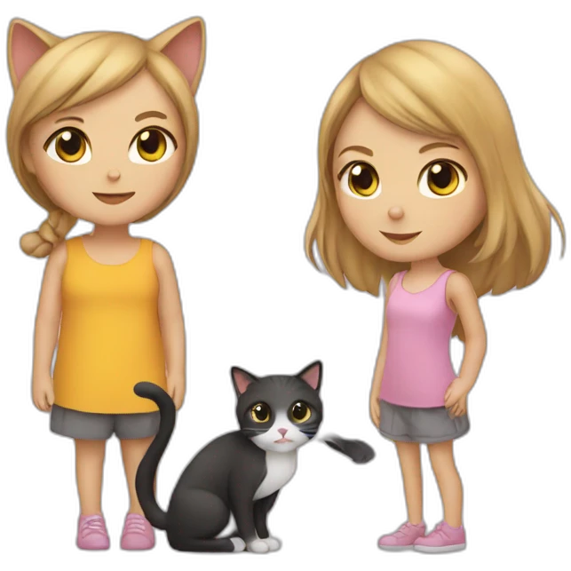 Cat and girl emoji