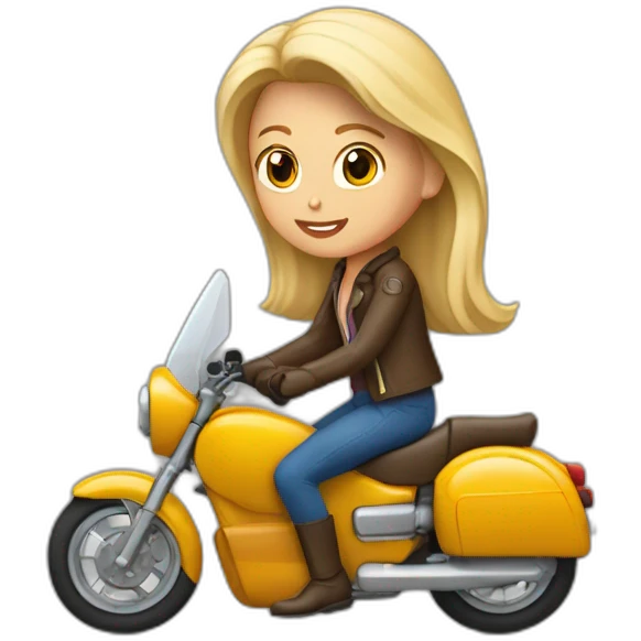Une fille blonde et un garçon brun sur une moto emoji