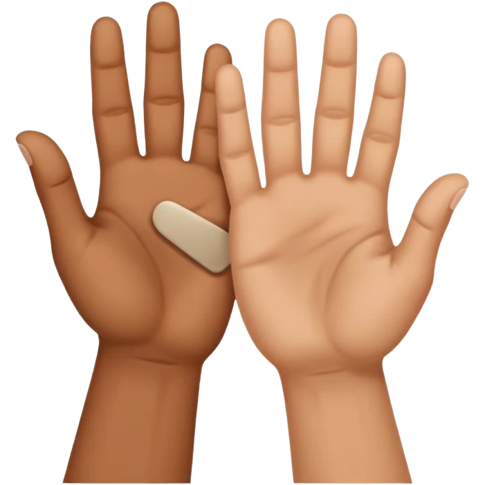  دست راست از مچ توسط دست چپ گرفته شده به سمت بالا emoji