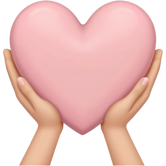 Hands holding one big heart
in soft pink, beige and yellow pastel light emoji