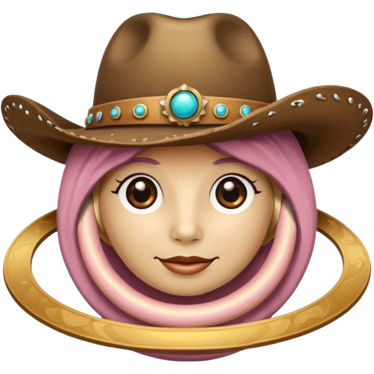 Planet Saturn wearing cowgirl hat emoji