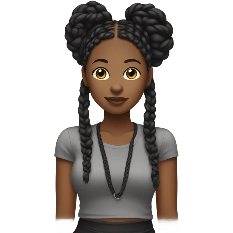 black woman with black boho braids baby tee emoji
