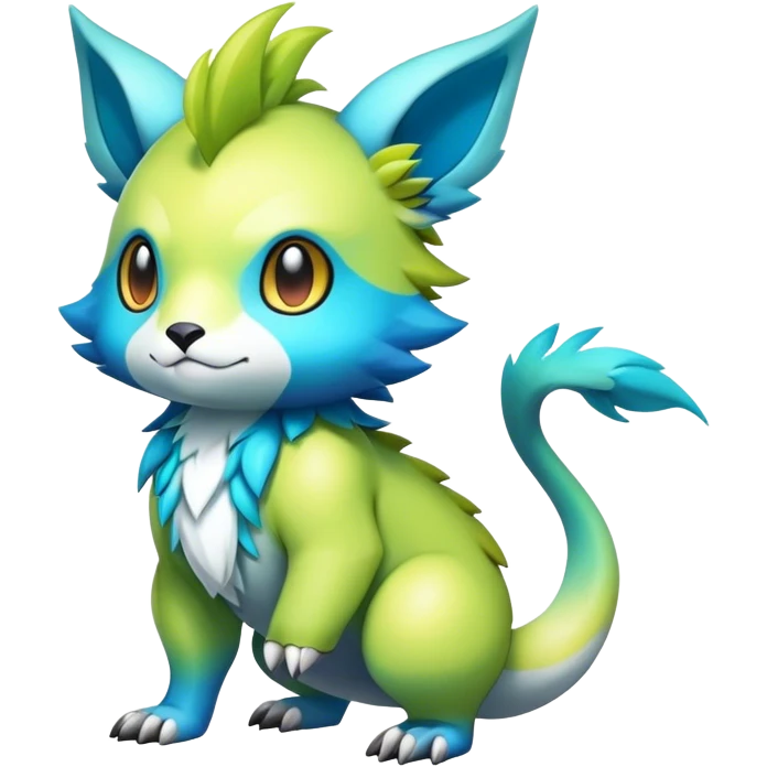 Cute cool colorful fantasy animal hybrid Fakemon full body emoji