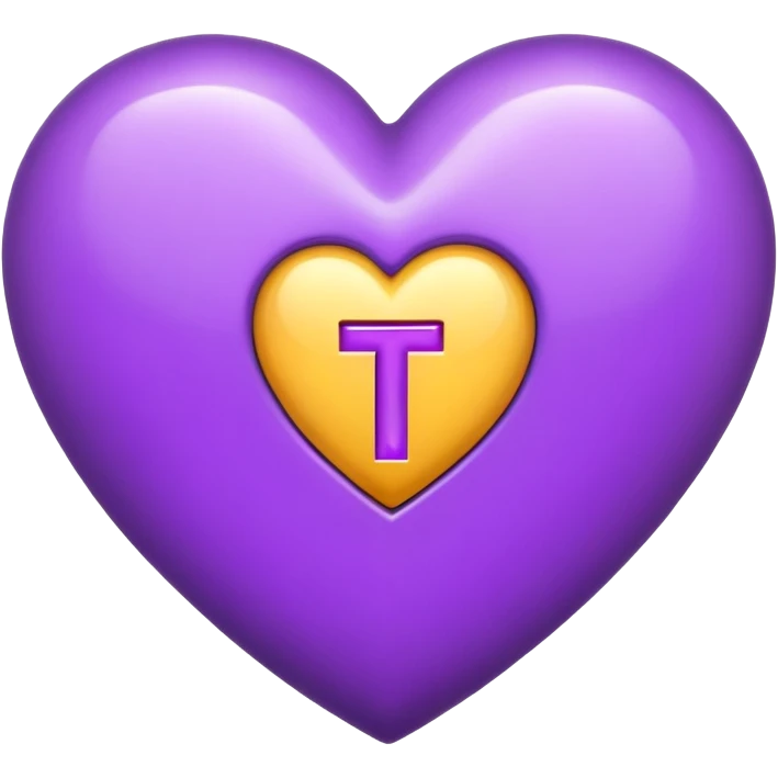 The Letter “T” inside a Purple Heart emoji