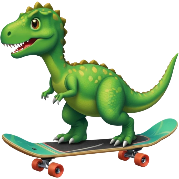 Dinosaur on a skateboard emoji